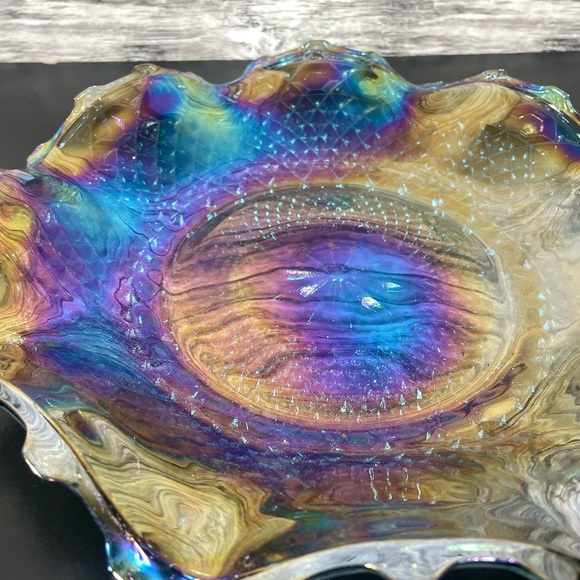 Iridescent Carnival Glass Dish/Plate - Picture 5 of 7